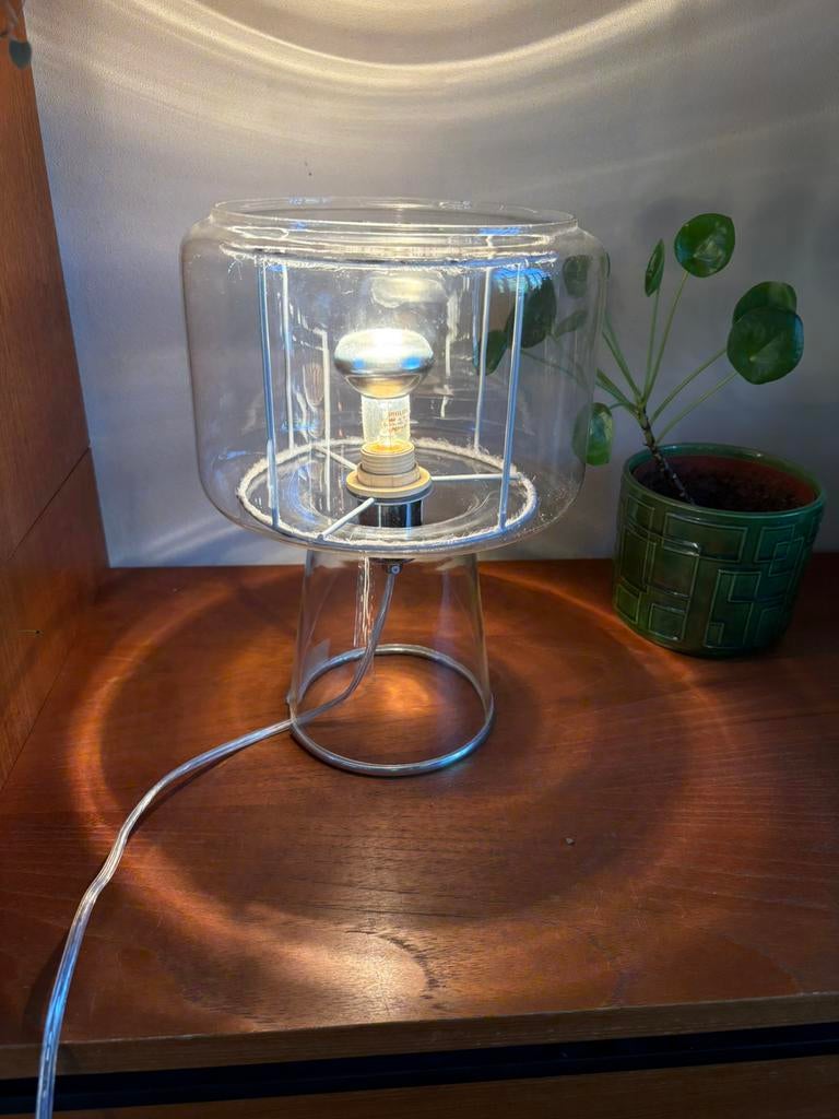Grote glazen vintage Zijlstra mushroom / tafellamp, Gebruikt, Ophalen of Verzenden, Vintage, retro, spage age, midcentury, Minder dan 50 cm