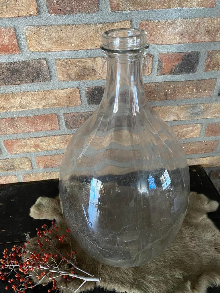 Brocante oude wit glazen gist fles, Ophalen of Verzenden
