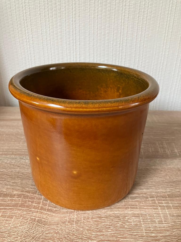 Bruine Bloempot Hoogte 14 cm, Tuin en Terras, Bloempotten, Overige materialen, Gebruikt, Rond, Binnen