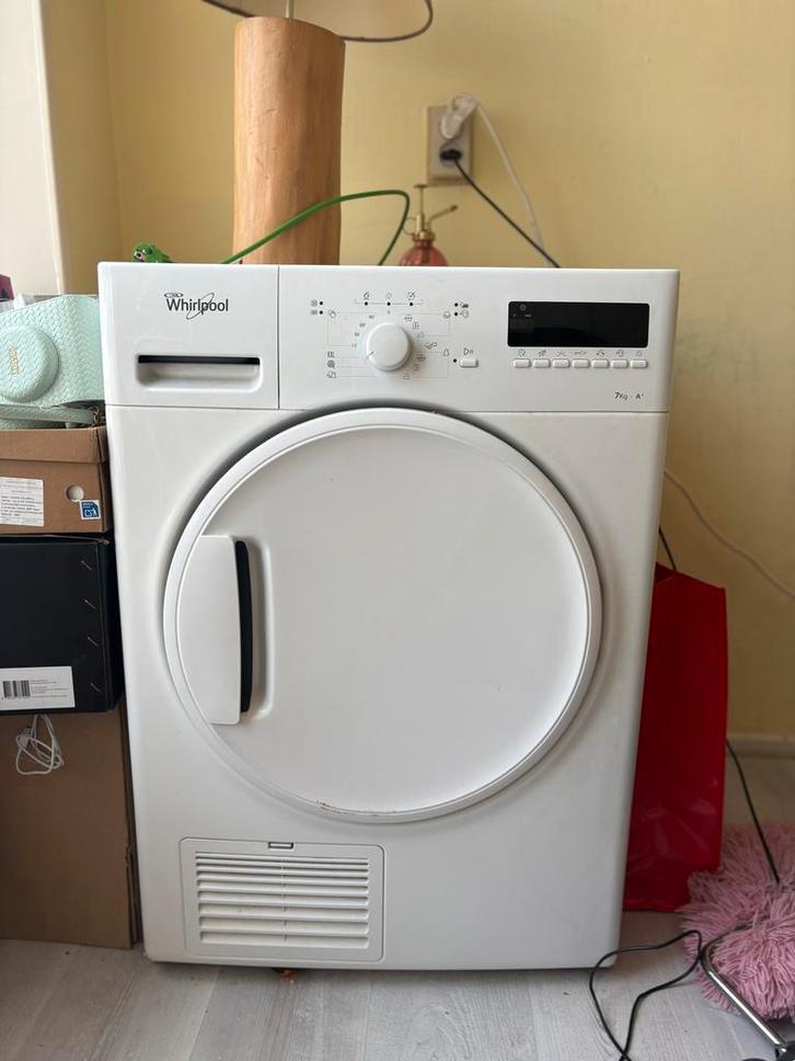 Whirlpool droger 7kg A+, Witgoed en Apparatuur, Wasdrogers, Gebruikt, Condens, Voorlader, 6 tot 8 kg, 85 tot 90 cm, Energieklasse A of zuiniger