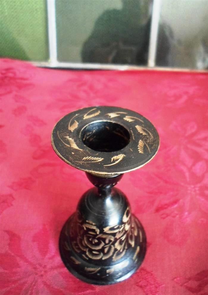 Tafelbel / kaarsenstandaard. Koper/messing., Antiek en Kunst, Antiek | Kandelaars, Koper of Brons, Ophalen of Verzenden