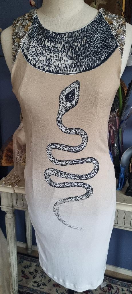 zeer exclusieve cocktail jurk Marccain maat 34 zijde, Beige, Nieuw, Ophalen of Verzenden, Maat 34 (XS) of kleiner