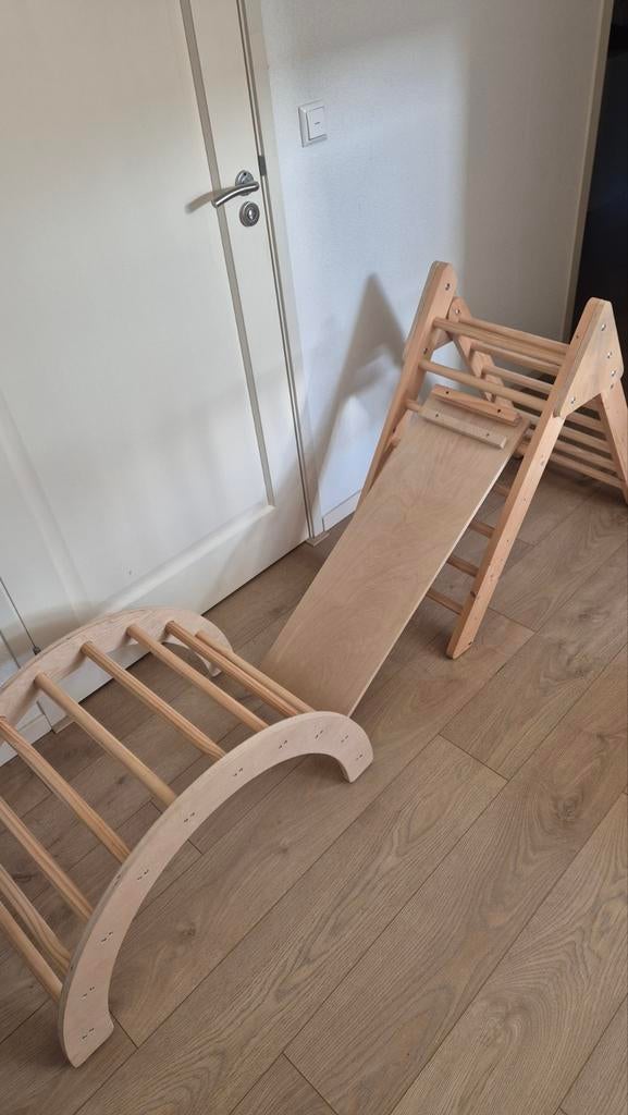 Houten klimboog, glijbaan en klimdriehoek set, Kinderen en Baby's, Ophalen of Verzenden, Zo goed als nieuw, Overige typen