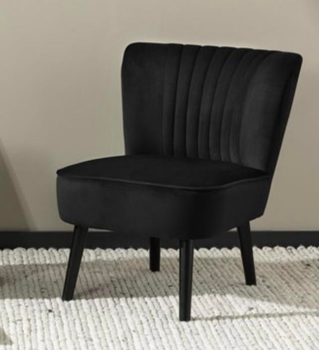 Mooie velvet fauteuil, Ophalen, Zo goed als nieuw, Zwart, Eén