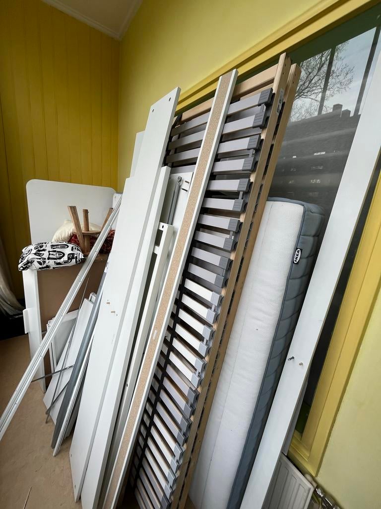 IKEA Brimnes bed 160x200 met Lönset lattenbodem, Huis en Inrichting, Slaapkamer | Bedden, Ophalen, Gebruikt, Wit, Tweepersoons