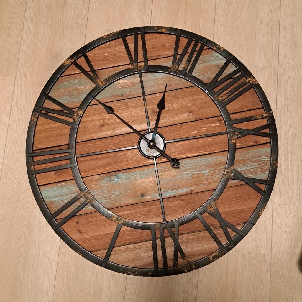 Clayre & Eef wandklok diameter 70cm, Ophalen of Verzenden, Nieuw, Analoog, Wandklok