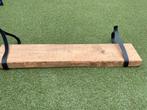 Houten wandplank met leren banden, Ophalen of Verzenden, Zo goed als nieuw