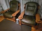 Vintage Leren Fauteuils (2x), Ophalen, Gebruikt, Minder dan 75 cm, Vintage