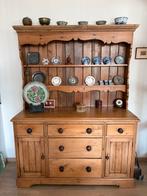 Antieke grenen buffetkast met vitrine en lades, Huis en Inrichting, Kasten | Buffetkasten, Ophalen, Gebruikt, 100 tot 150 cm, Met lade(s)