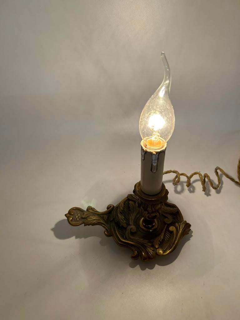 Vintage Franse Bedlamp / Blaker –Messing met Gedraaid Snoer, Antiek en Kunst, Antiek | Lampen, Ophalen of Verzenden