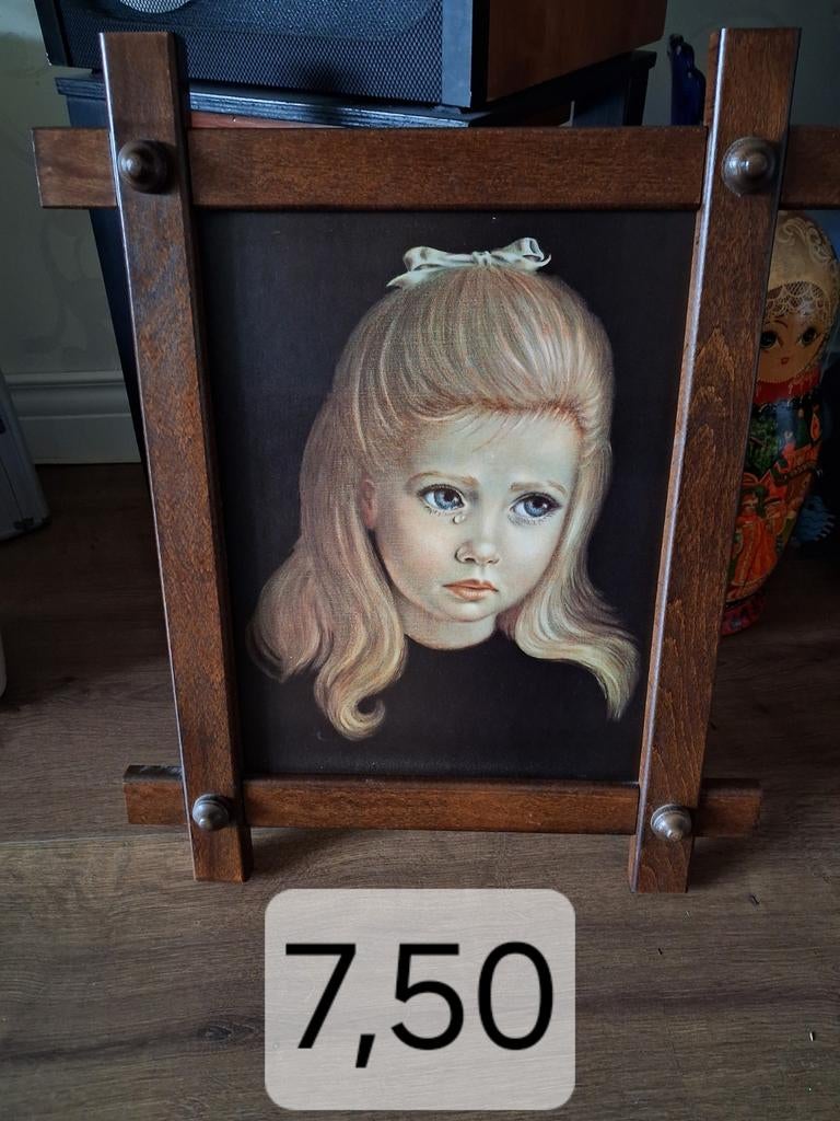 Mooi schilderij meisje met de traan, 50 tot 75 cm, Ophalen of Verzenden, Zo goed als nieuw, Schilderij