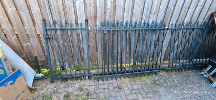 Sierhekwerk ca. 6 meter - Groen, Tuin en Terras, Tuinhekken en Hekwerk, Gebruikt, Sierhekwerk, IJzer, Met poort, Ophalen