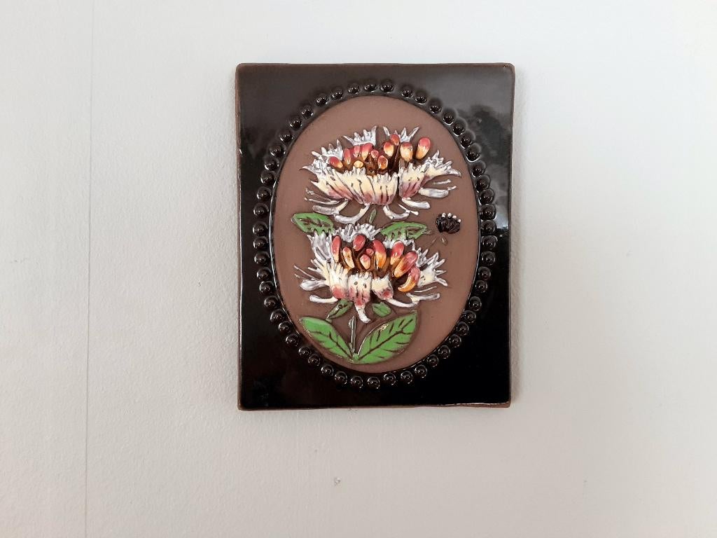 Vintage Zweedse Jie Gantofta handgedecoreerde wandtegel, Ophalen