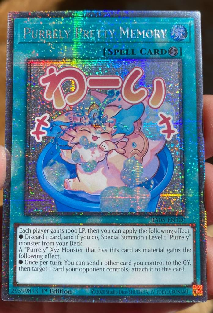 Yu-Gi-Oh! Purrely Pretty Memory RA05 1st Starlight Rare !, Hobby en Vrije tijd, Ophalen of Verzenden, Zo goed als nieuw, Losse kaart
