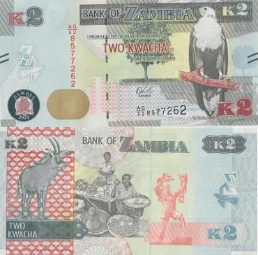 ZAMBIA 2022 2 kwacha #56c UNC, Postzegels en Munten, Bankbiljetten | Afrika, Verzenden, Zambia, Los biljet