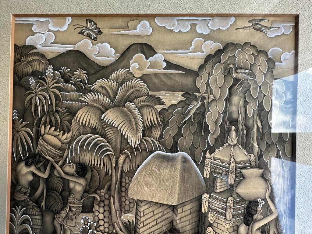 Origineel Balinees schilderij, Antiek en Kunst, Ophalen of Verzenden