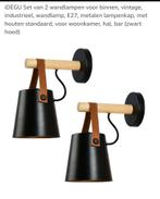 2 x muurlamp zwart/hout, Ophalen of Verzenden, Nieuw, Hout