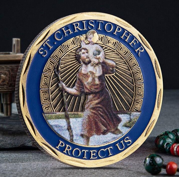 Christoffel penning devotie amulet voor bescherming, Ophalen of Verzenden, Overige materialen
