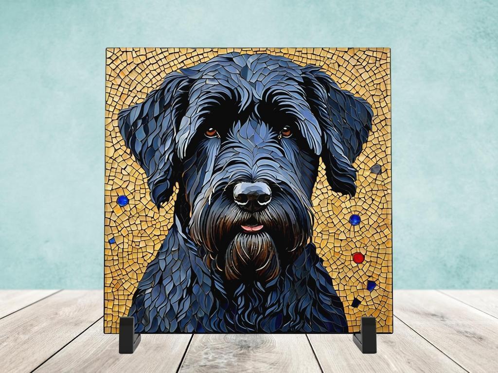 Zwart Russische Terriër Mozaïek tegel incl houder, Ophalen of Verzenden, Nieuw
