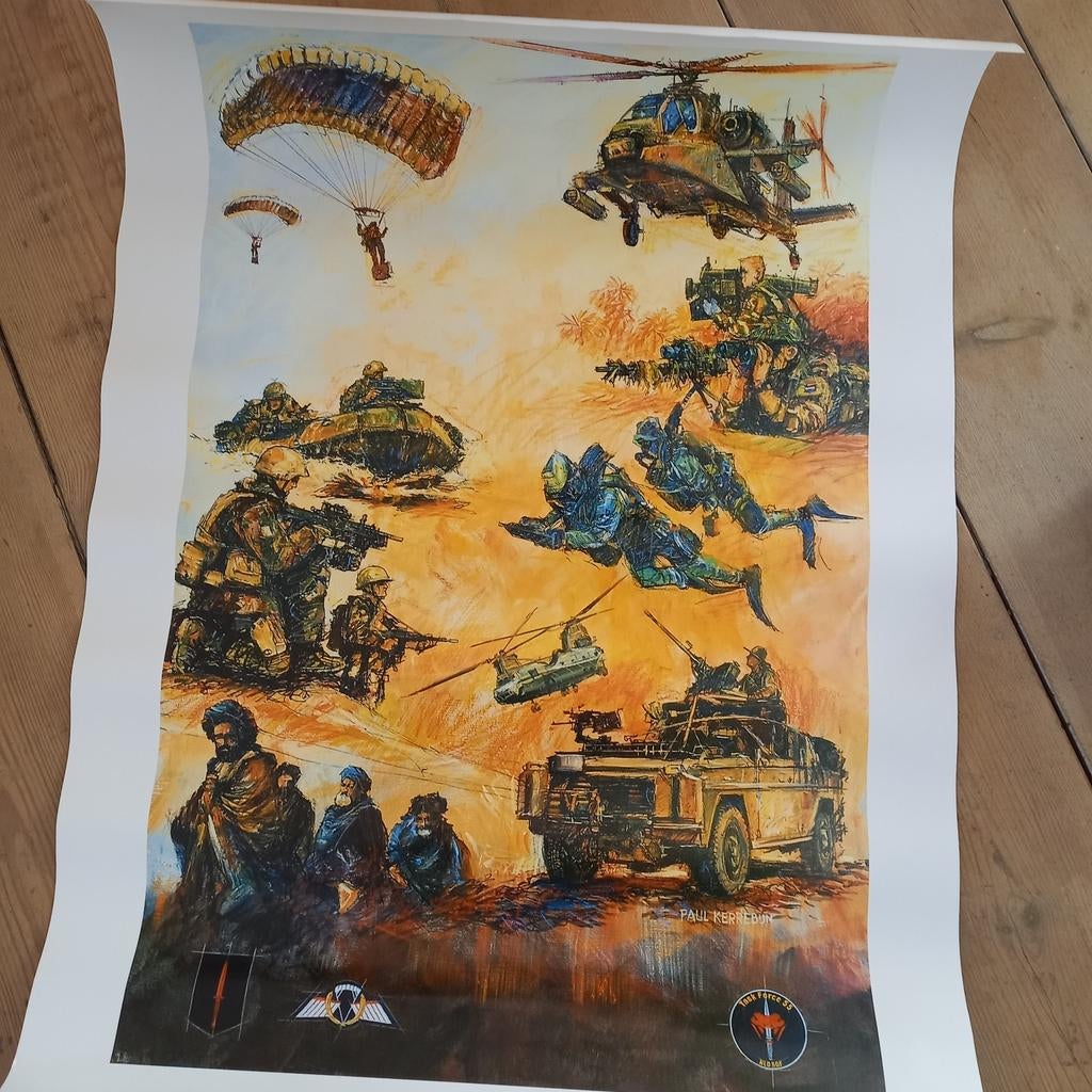 Paul Kerrebijn poster leger troepen, Ophalen of Verzenden, Landmacht, Nederland, Foto of Poster