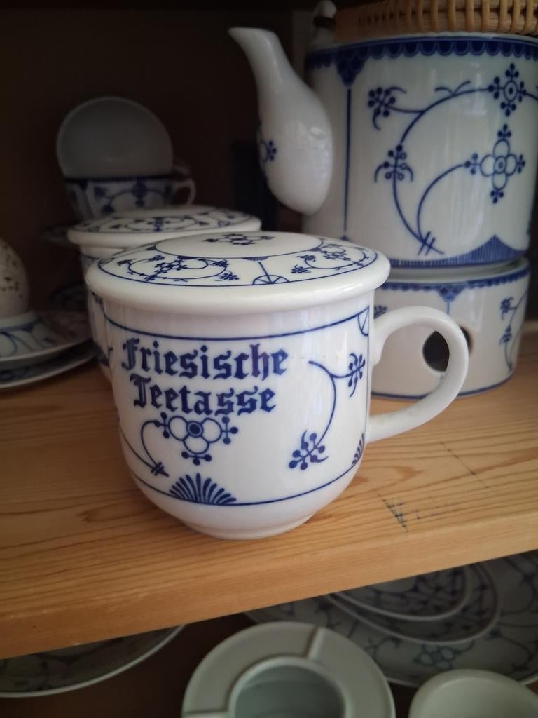 Blauw saks kruidenthee  beker met deksel, Ophalen of Verzenden