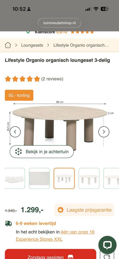 Nieuwe ronde bijzettafel tuin  met marmer blad, Huis en Inrichting, Tafels | Eettafels, Ophalen, Overige materialen, Rond, 50 tot 100 cm