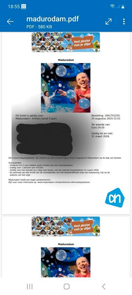 2 kaartjes Madurodam, Tickets en Kaartjes, Recreatie | Overige, Twee personen, Ticket of Toegangskaart