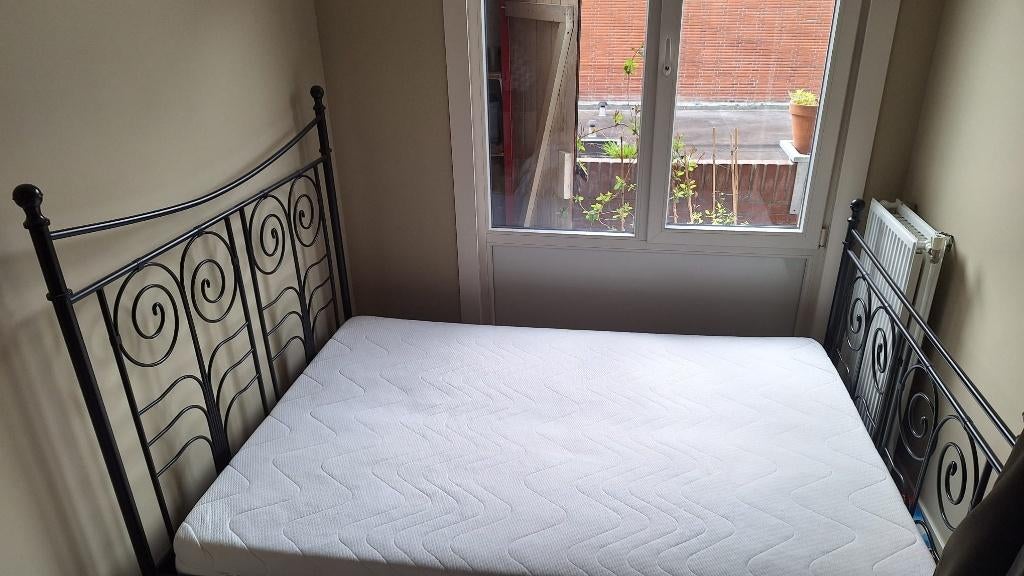 Ikea Noresund tweeproonsbed (zwart) 140x200, Ophalen, Zwart, Tweepersoons, 140 cm