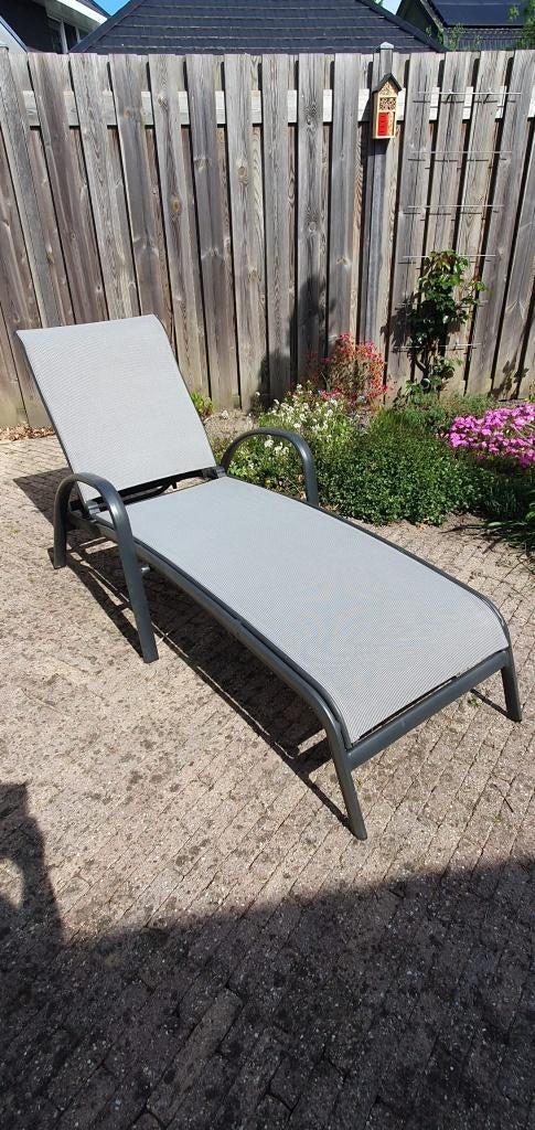 Alluminium ligbed, Tuin en Terras, Ligbedden, Ophalen, Zo goed als nieuw, Aluminium, Verstelbaar