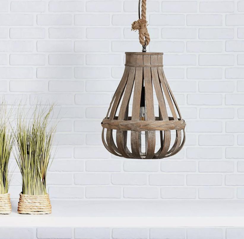 Brilliant Kaminika hanglamp 33cm hout bamboe E27 NIEUW, Hout, Nieuw, Ophalen of Verzenden, 75 cm of meer