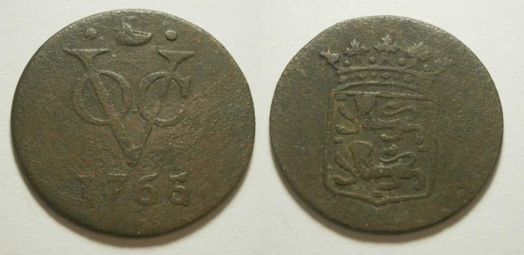 West Friesland VOC Duit 1765 OVERSLAG 64 - niet in Scholten, Ophalen of Verzenden, Vóór koninkrijk, 1 cent, Losse munt