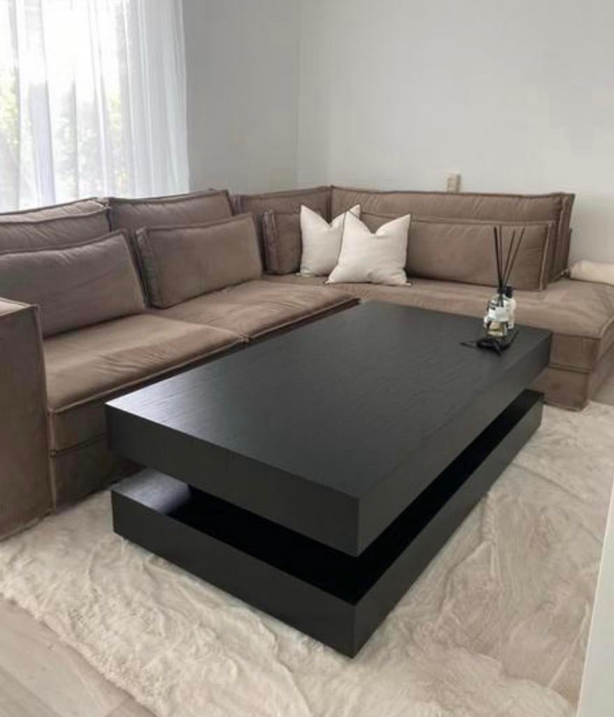 Moderne Salontafel Zwart Eikenhout - Richmond Interiors, Ophalen, 100 tot 150 cm, Eikenhout, 50 tot 100 cm