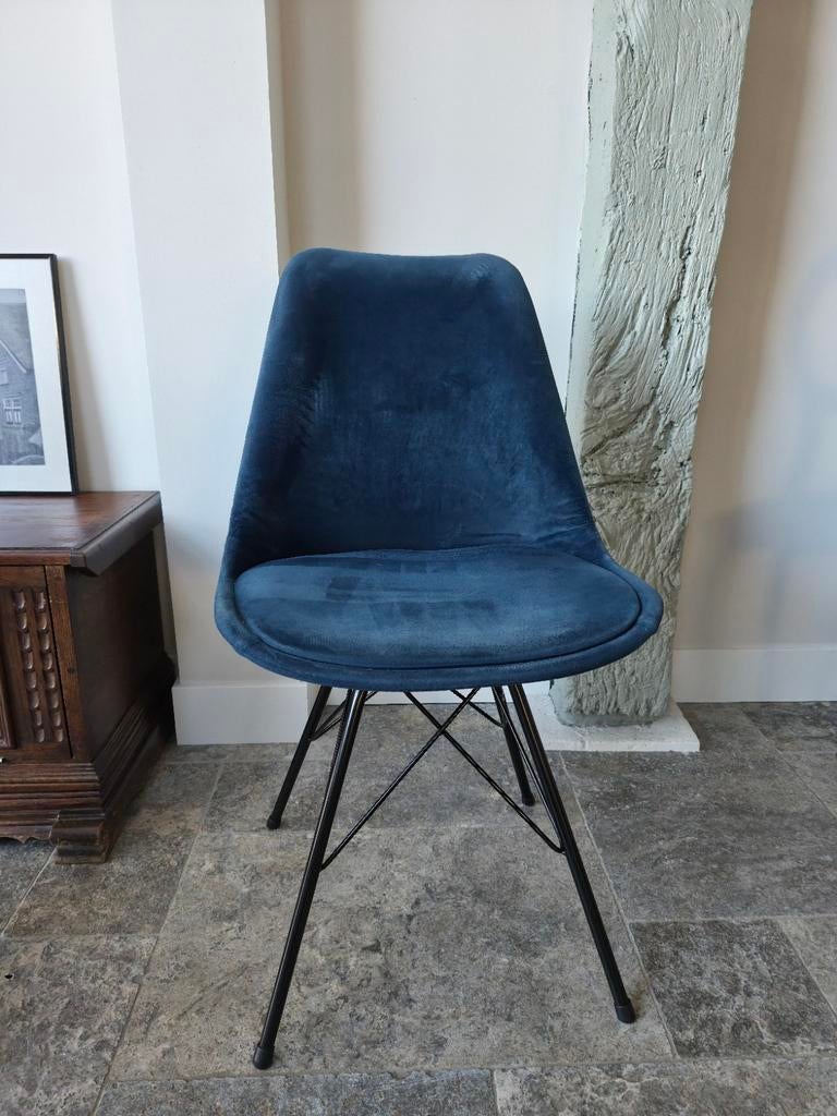 Donkerblauwe eetkamerstoel, Huis en Inrichting, Stoelen, Ophalen, Gebruikt, Blauw, Eén