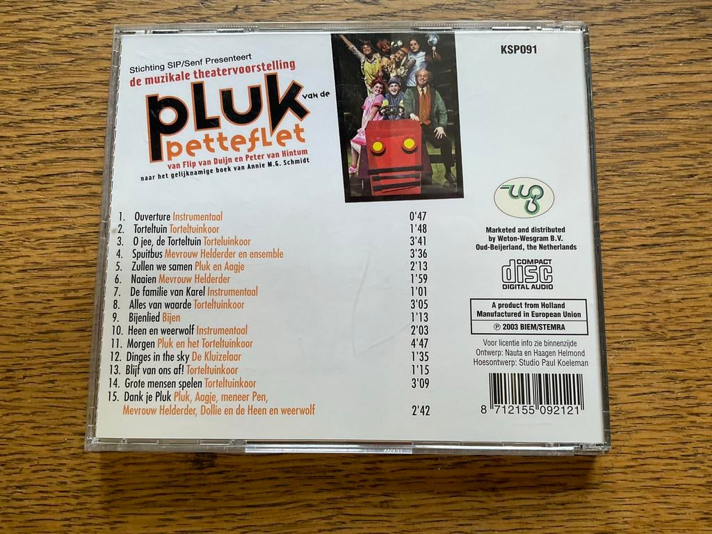 Pluk van de Petteflet CD - De Muzikale Theatervoorstelling, Ophalen of Verzenden, Gebruikt, Muziek, 3 tot 5 jaar