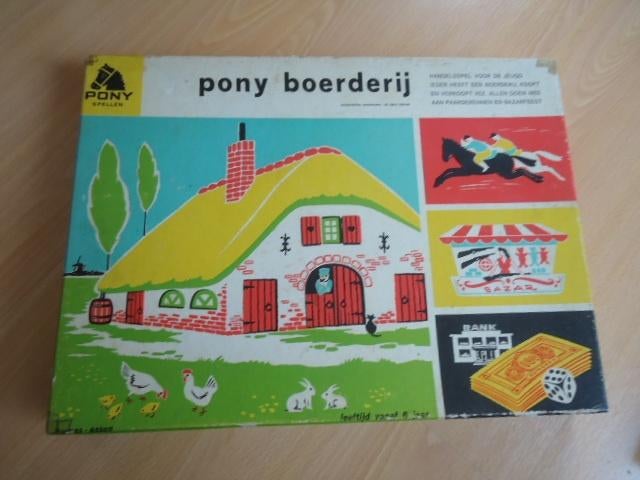 Pony boerderij, bordspel uit 1965, Homas Assen Pony spellen, Hobby en Vrije tijd, Gezelschapsspellen | Bordspellen, Vijf spelers of meer