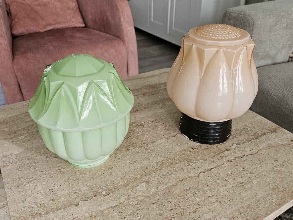 Plafonniere art deco Thabur 2 stuks, Ophalen of Verzenden, Zo goed als nieuw, Glas, Art deco