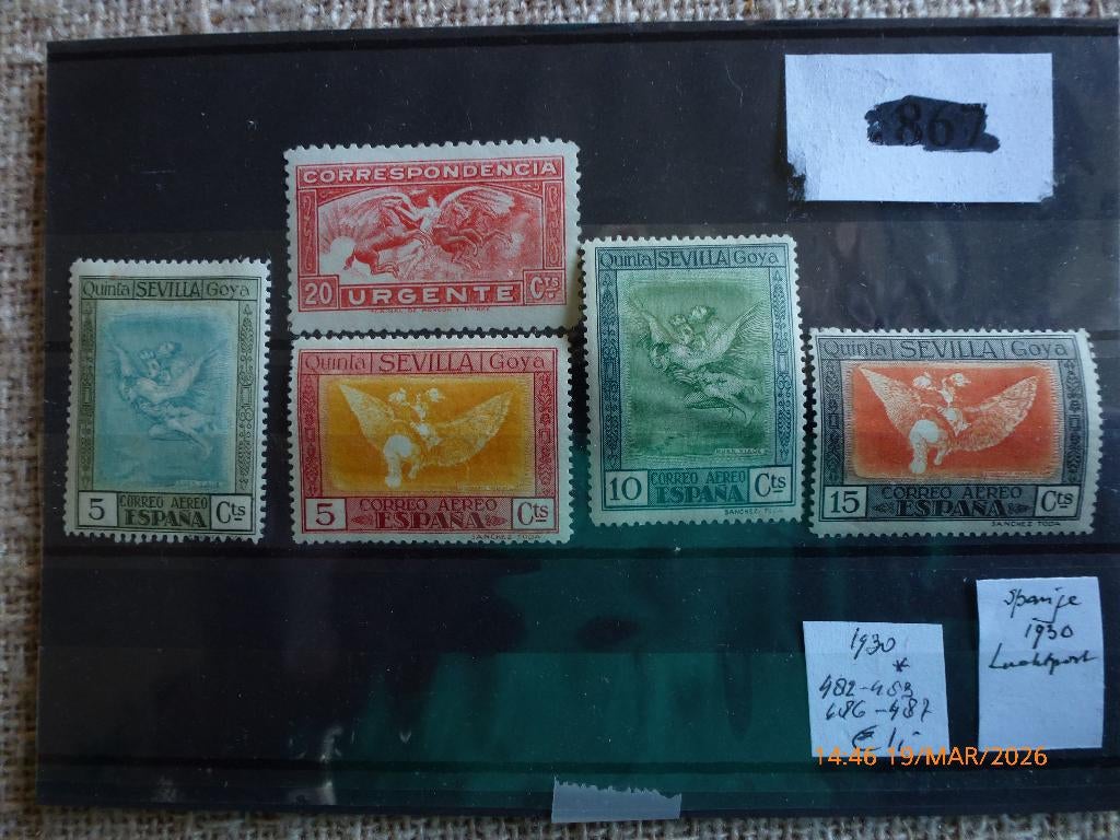 Spanje Luchtpost, Verzenden, Postfris, Overige thema's