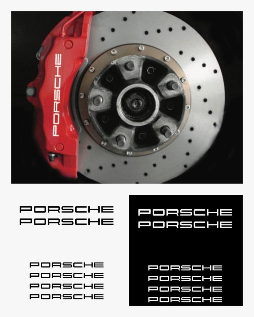 Porsche remklauw sticker set hele vel zwart of wit, Ophalen of Verzenden