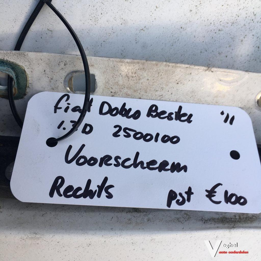 Fiat Doblo Bestel 2011 1.3 Diesel 2500100 Voorscherm Rechts, Ophalen, Gebruikt, -, -