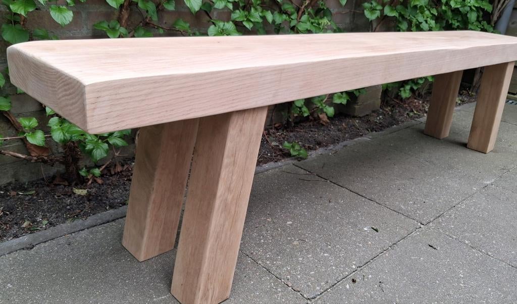 Mooi massief eiken bank, Tuin en Terras, Tuinbanken, Ophalen of Verzenden, Hout