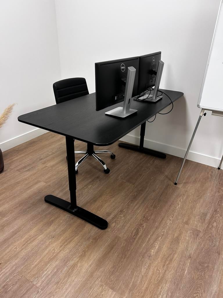 Bureau 80x160, Zwart, Gebruikt, Hout, 80 cm