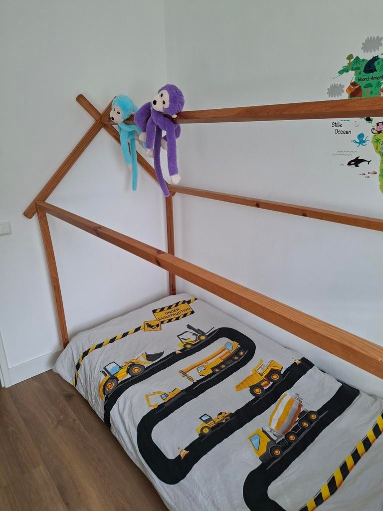 Montessori bed  huisje, Ophalen, 85 tot 100 cm, Zo goed als nieuw, Matras