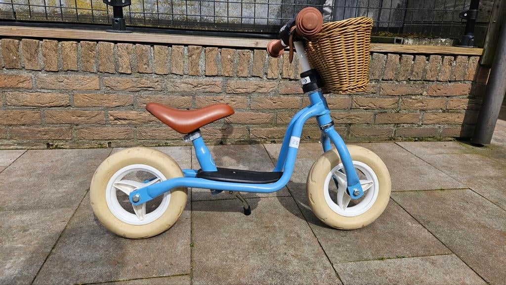 Puky loopfiets blauw met mandje, Ophalen of Verzenden, Gebruikt, Minder dan 16 inch