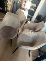4 velvet eetkamerstoelen beige/champagne (beschadigd), Ophalen, Overige materialen, Gebruikt, Overige kleuren