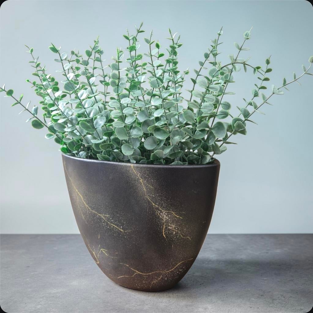 Zwart Gouden Bloempot met Kunstplant, Ophalen, Nieuw, Binnen