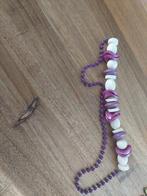 Paarse en witte kralenketting, Ophalen of Verzenden, Gebruikt, Paars, Kunststof