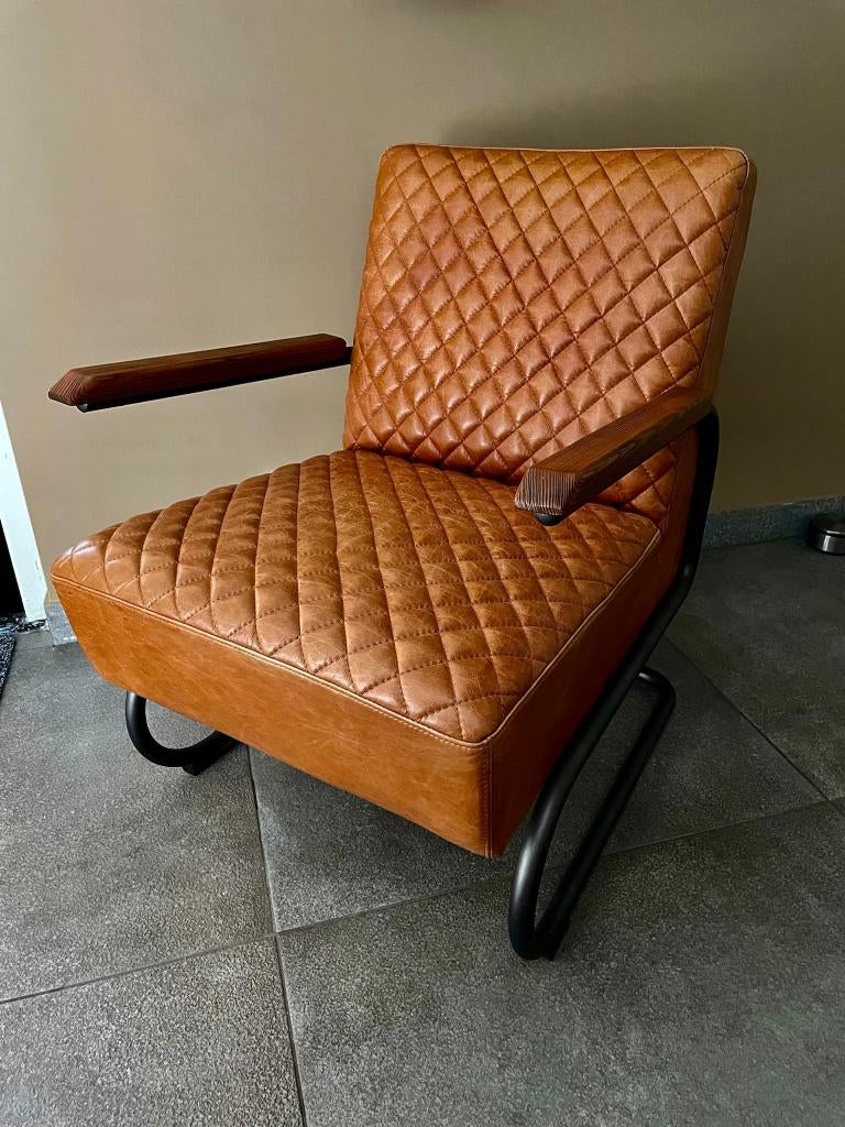 Fauteuil cognac, Ophalen, Zo goed als nieuw, 75 tot 100 cm, 50 tot 75 cm