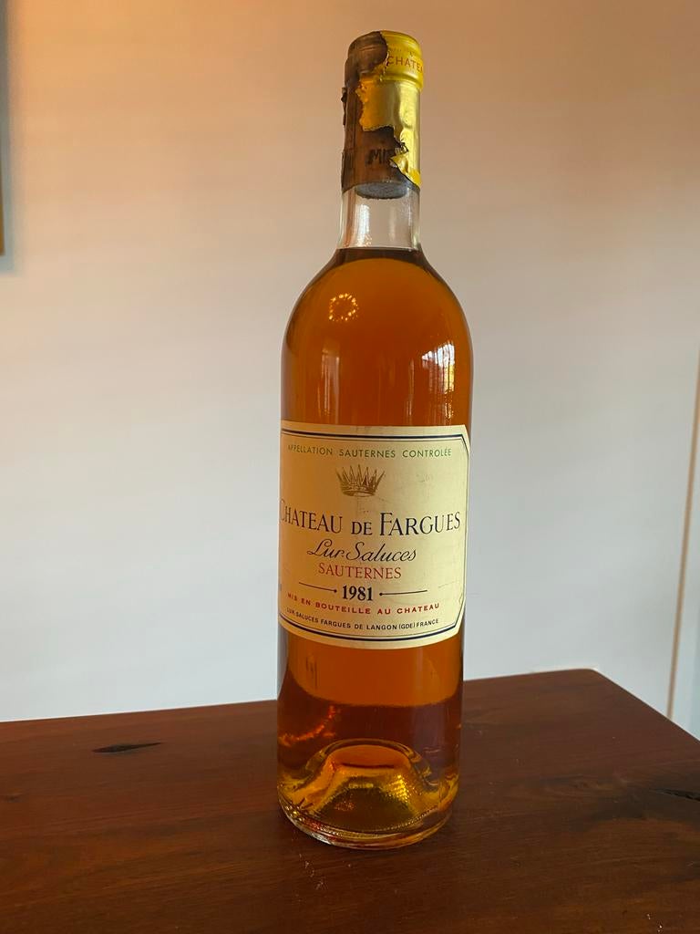 Château de Fargues Lur Saluces Sauternes 1981, Verzamelen, Gebruikt, Frankrijk, Ophalen of Verzenden, Witte wijn