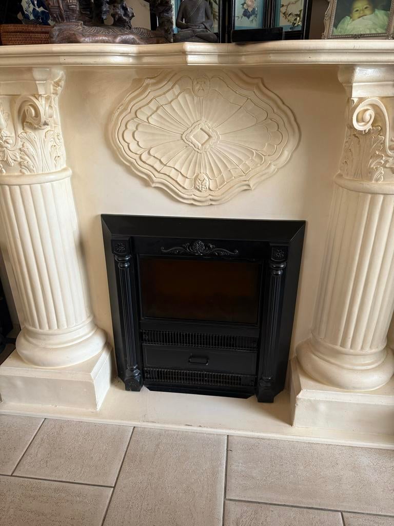 Elektrische haard met klassieke schouw – luxe uitstraling, Ophalen, Gebruikt, Vrijstaande haard, Elektrische haard