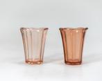 2x ART DECO zalmkleurige persglas vazen, Ophalen of Verzenden